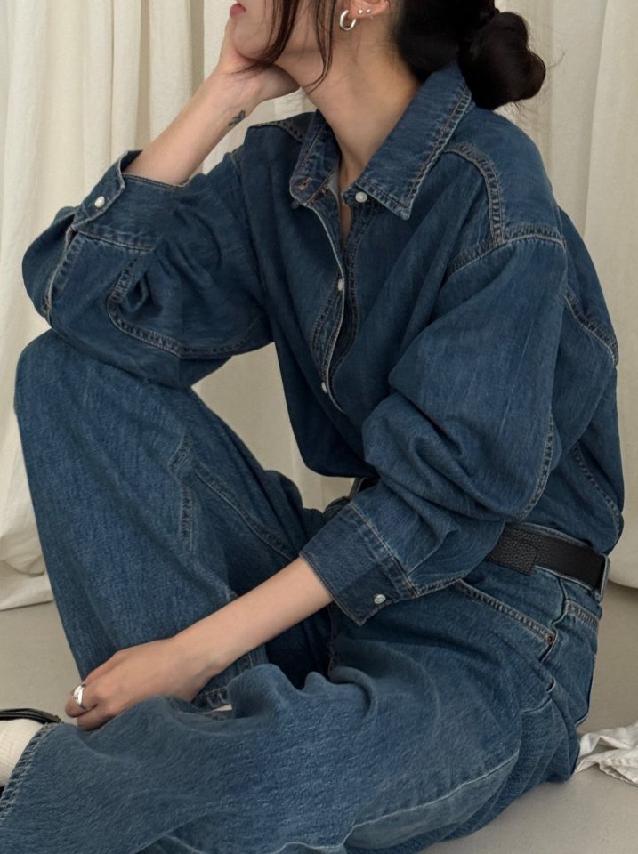 Amygrace - Korean Women Fashion - #momslook - Ciho Denim Shirt - 9