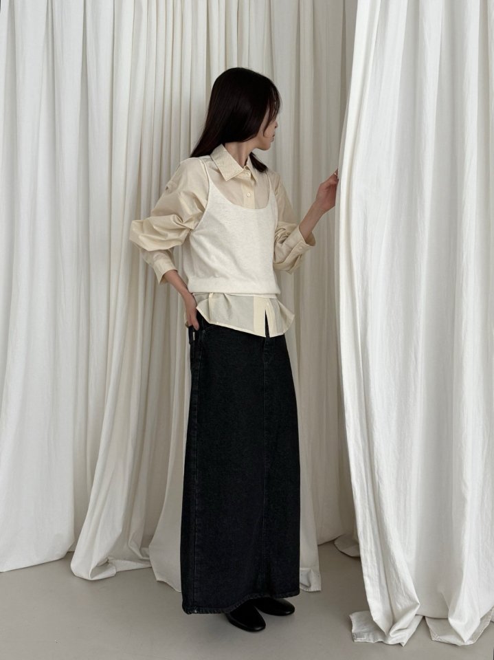 Amygrace - Korean Women Fashion - #momslook - Marchell Denim Maxi Skirt - 5