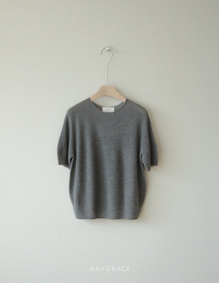 Amygrace - Korean Women Fashion - #pursuepretty - Marche Alphaca Wholegarment Short Sleeved Knit Top - 2
