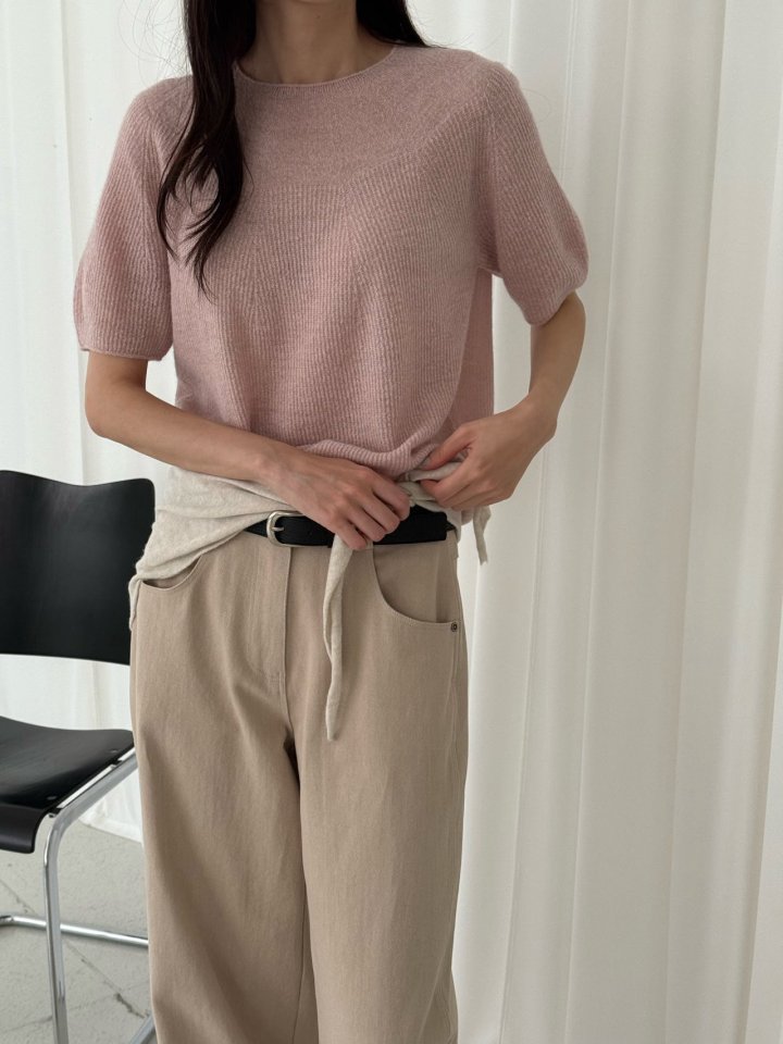 Amygrace - Korean Women Fashion - #restrostyle - Marche Alphaca Wholegarment Short Sleeved Knit Top - 4