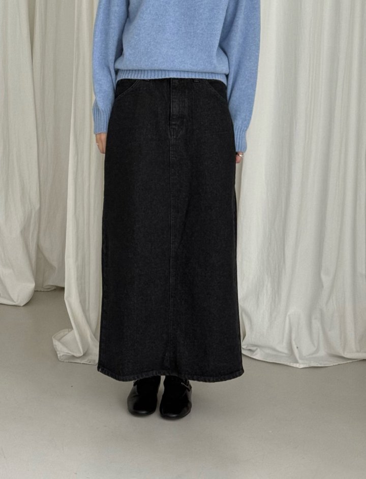 Amygrace - Korean Women Fashion - #romanticstyle - Marchell Denim Maxi Skirt