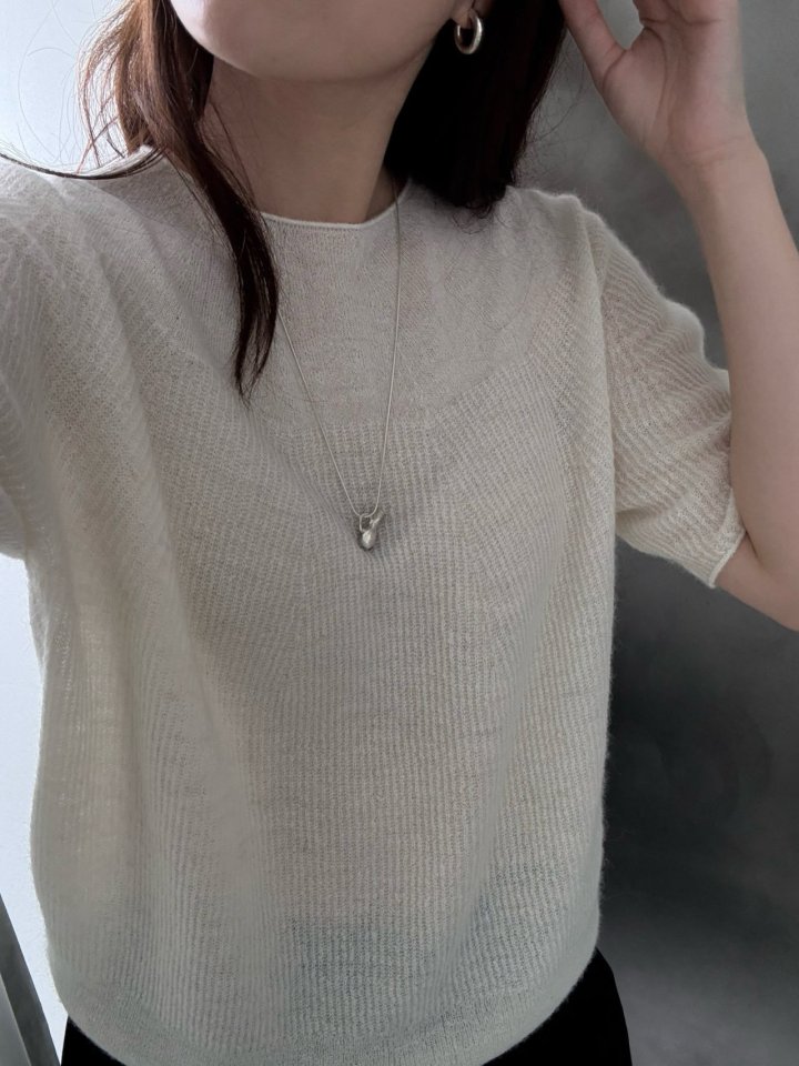 Amygrace - Korean Women Fashion - #shopsmall - Marche Alphaca Wholegarment Short Sleeved Knit Top - 5