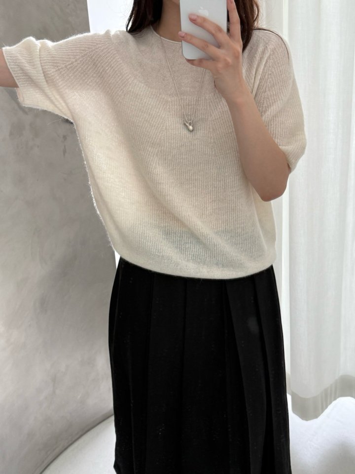 Amygrace - Korean Women Fashion - #thatsdarling - Marche Alphaca Wholegarment Short Sleeved Knit Top - 6