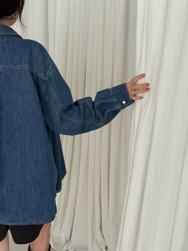 Amygrace - Korean Women Fashion - #momslook - Ciho Denim Shirt - 4