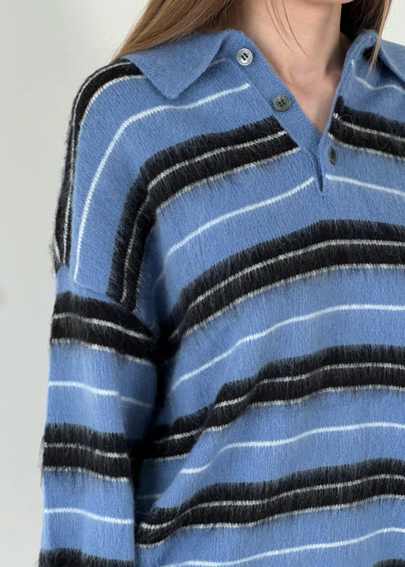 Another Avenue - Korean Women Fashion - #momslook - Mono Stripe Knit Pullover - 12