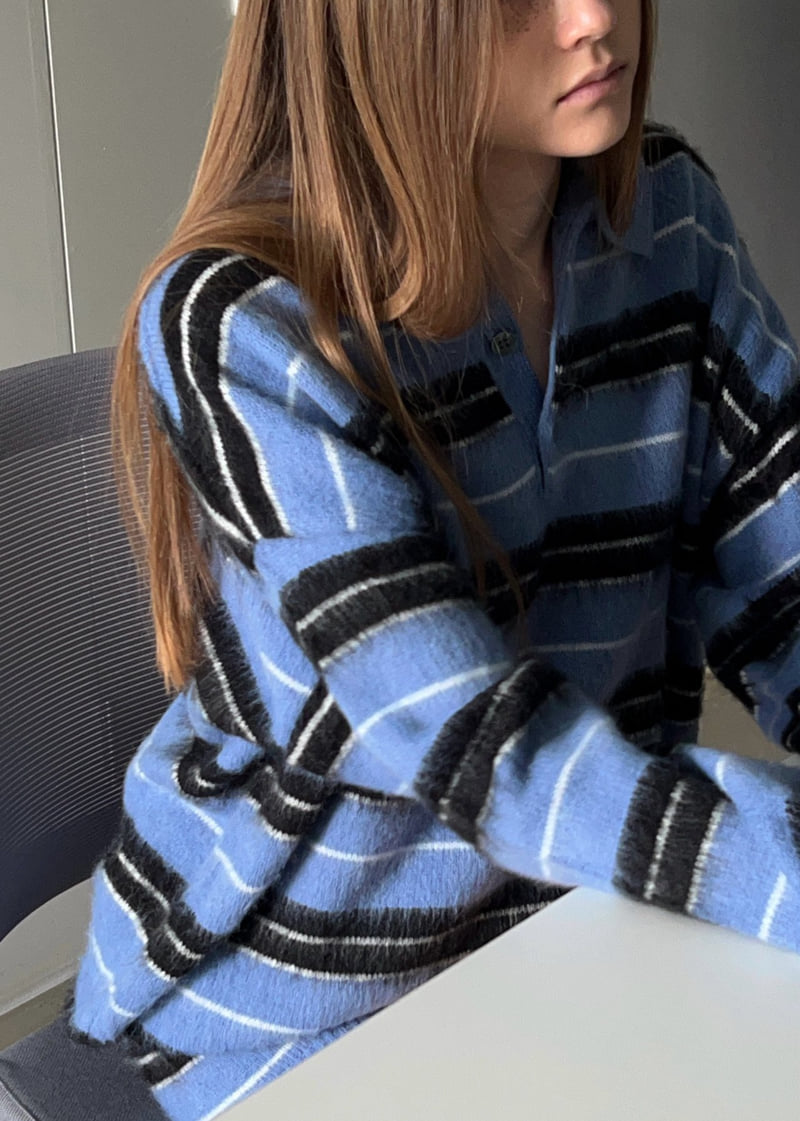 Another Avenue - Korean Women Fashion - #momslook - Mono Stripe Knit Pullover - 8