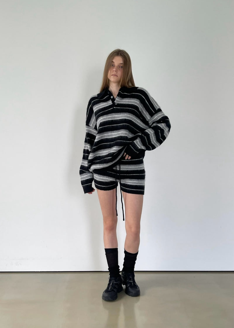 Another Avenue - Korean Women Fashion - #momslook - Mono Stripe Knit Shorts - 9