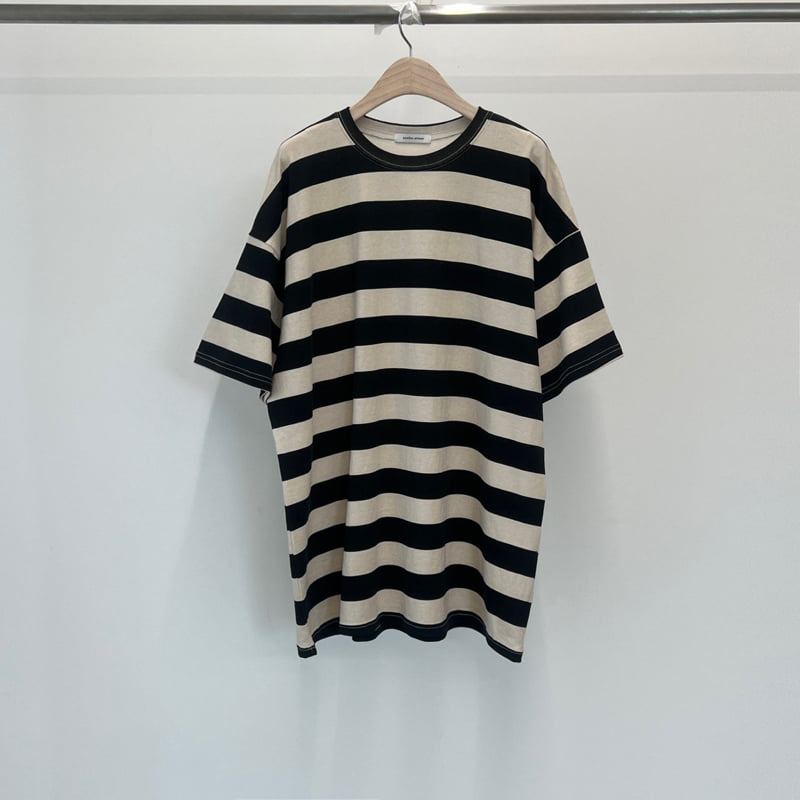 Another Avenue - Korean Women Fashion - #momslook - Pigment Big Stripe Boxy Tee - 9