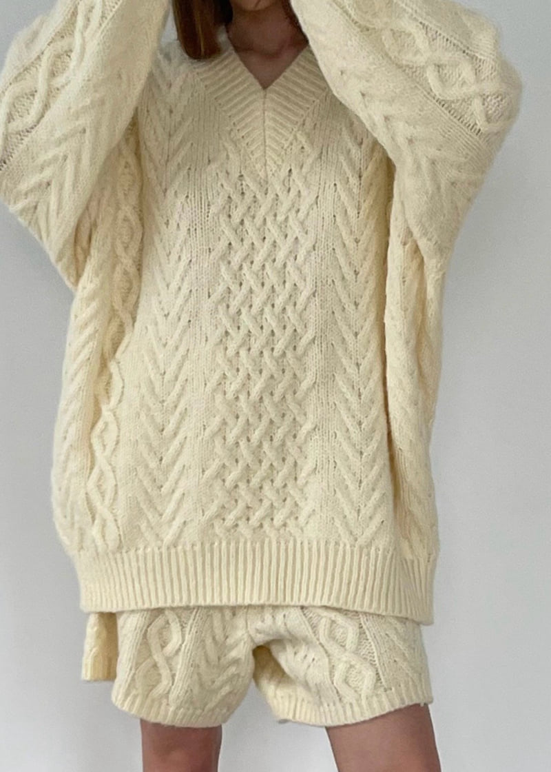 Another Avenue - Korean Women Fashion - #momslook - Wool Cable Knit Shorts - 12