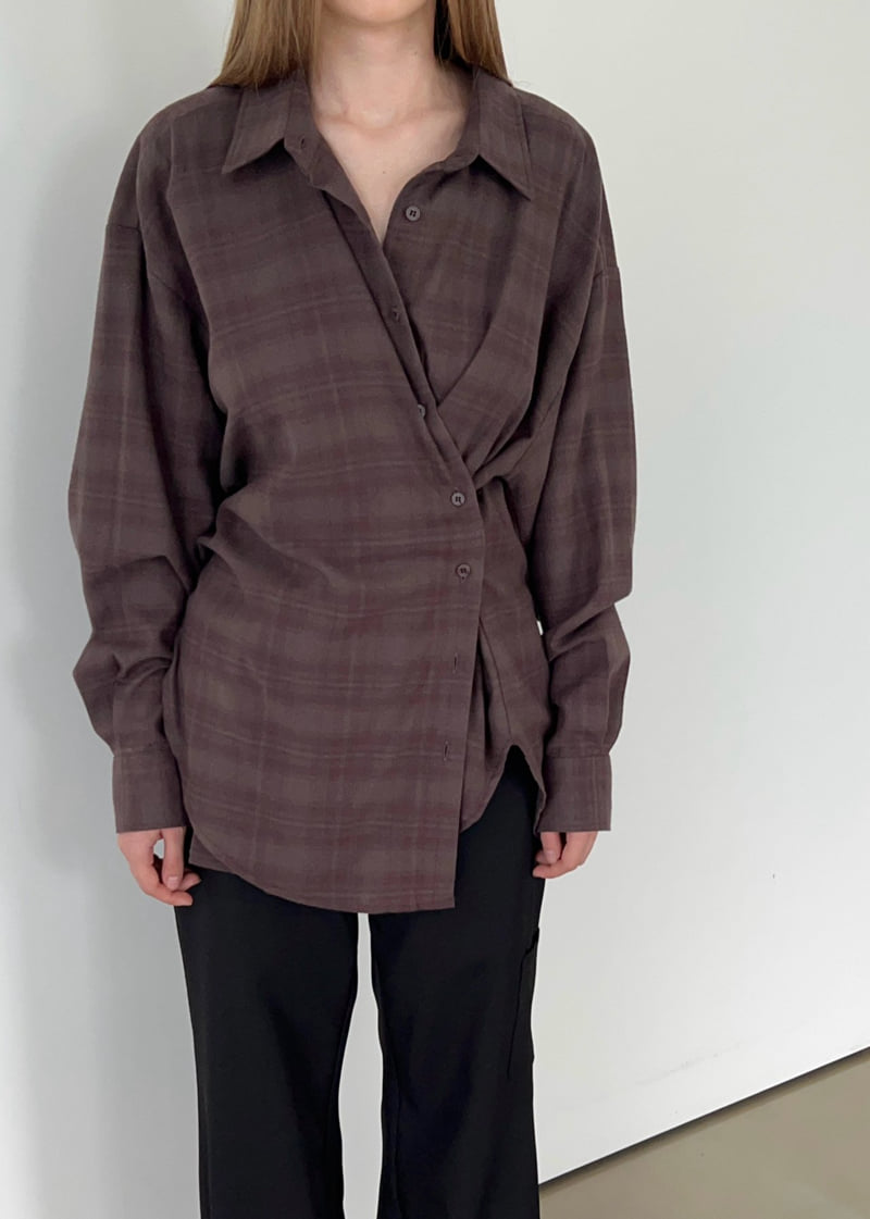 Another Avenue - Korean Women Fashion - #momslook - Check Wrap Shirt - 10