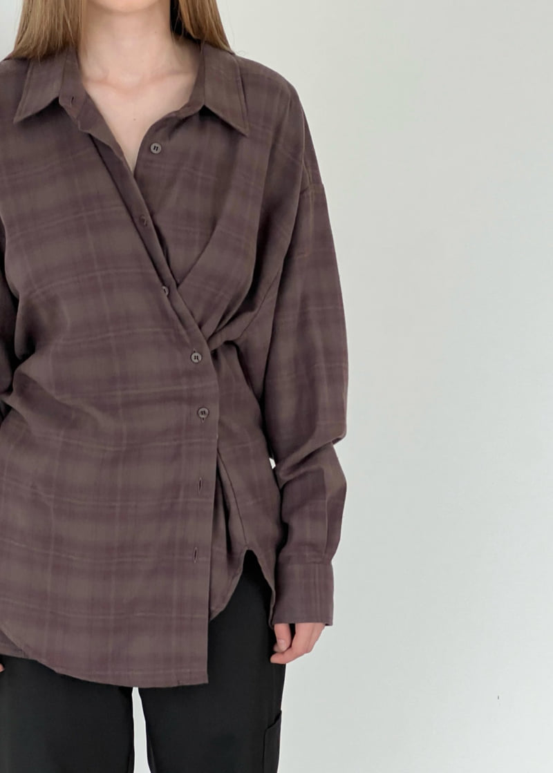 Another Avenue - Korean Women Fashion - #momslook - Check Wrap Shirt - 11