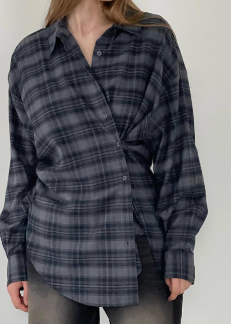 Another Avenue - Korean Women Fashion - #momslook - Check Wrap Shirt - 3