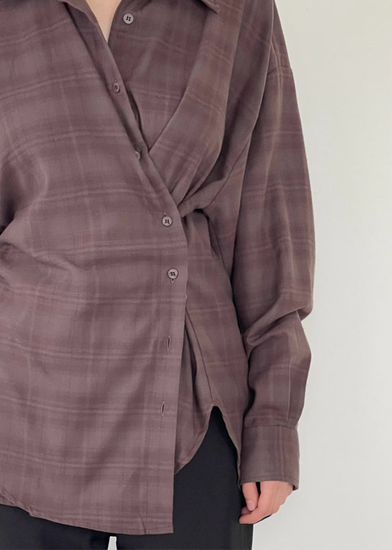 Another Avenue - Korean Women Fashion - #momslook - Check Wrap Shirt - 7