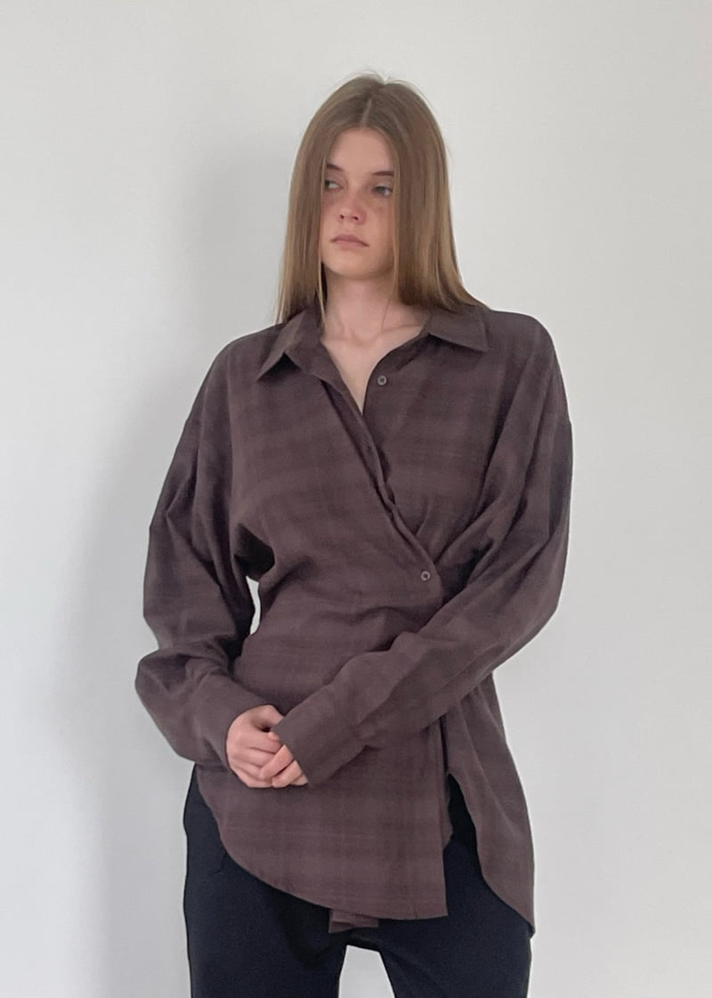 Another Avenue - Korean Women Fashion - #momslook - Check Wrap Shirt - 9