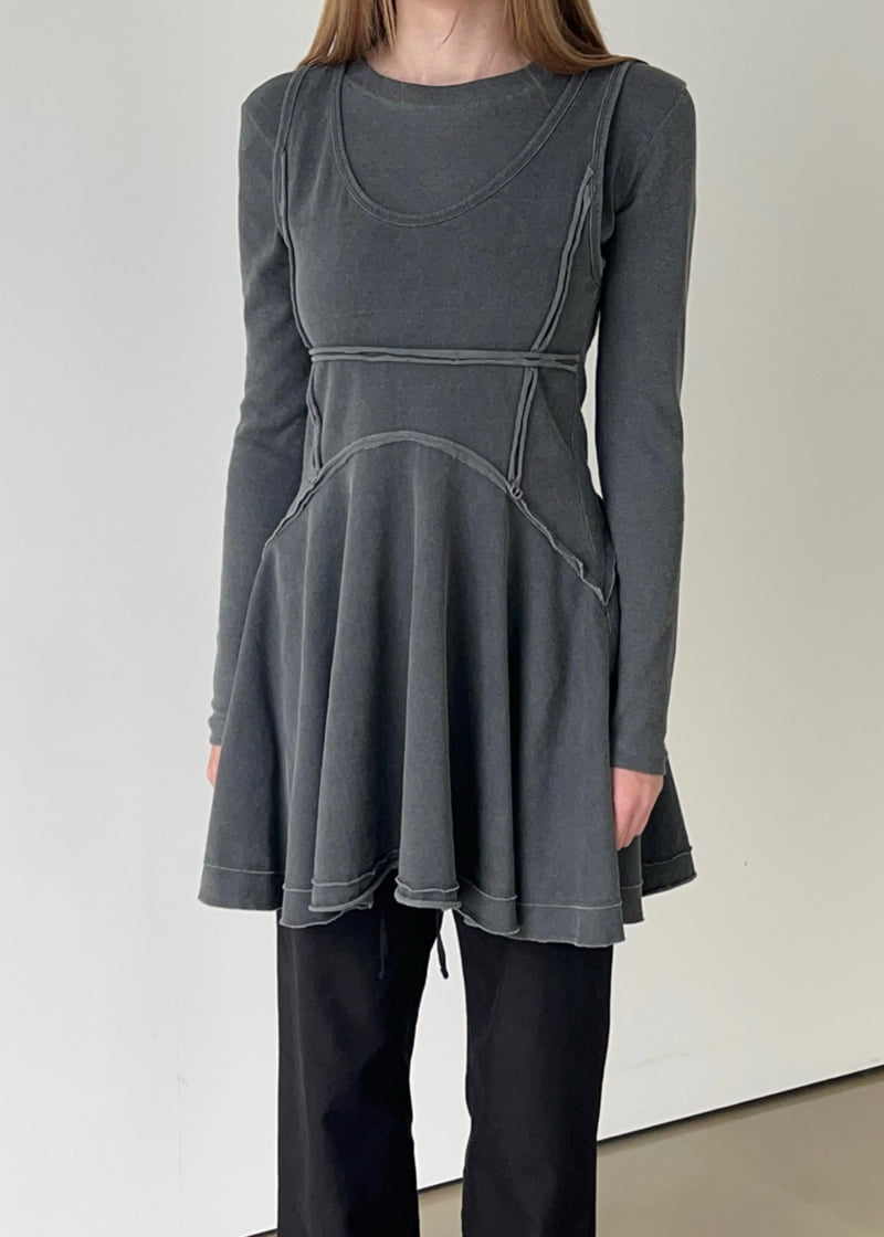 Another Avenue - Korean Women Fashion - #pursuepretty - Garment Slit One-piece - 11