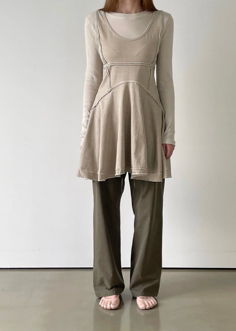 Another Avenue - Korean Women Fashion - #restrostyle - Garment Slit One-piece - 12