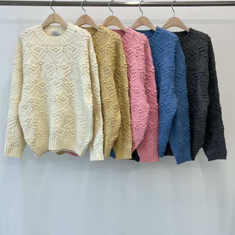 Another Avenue - Korean Women Fashion - #romanticstyle - Pompom Open Knit