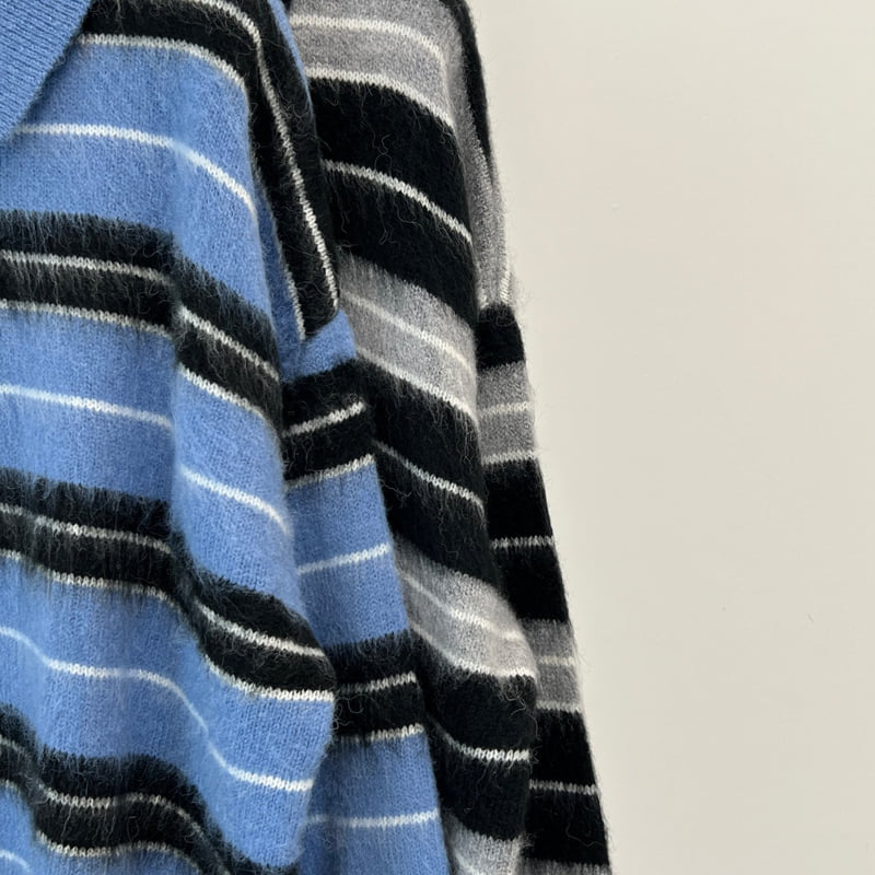 Another Avenue - Korean Women Fashion - #thatsdarling - Mono Stripe Knit Pullover - 2
