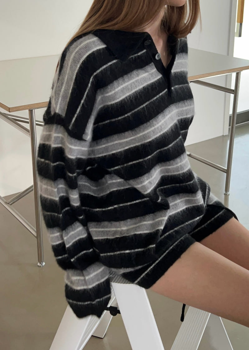 Another Avenue - Korean Women Fashion - #thelittlethings - Mono Stripe Knit Pullover - 3