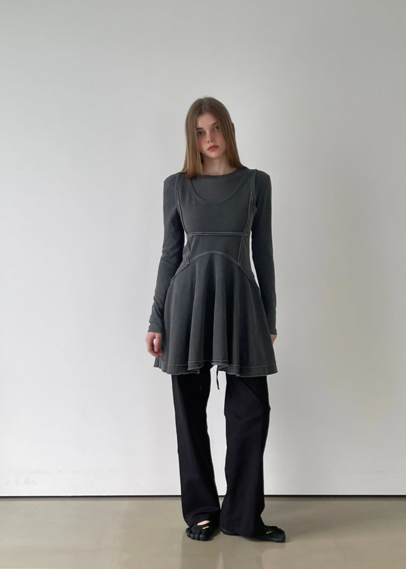Another Avenue - Korean Women Fashion - #vintageinspired - Garment Slit One-piece - 9