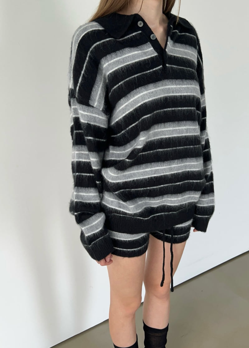 Another Avenue - Korean Women Fashion - #womensfashion - Mono Stripe Knit Pullover - 5