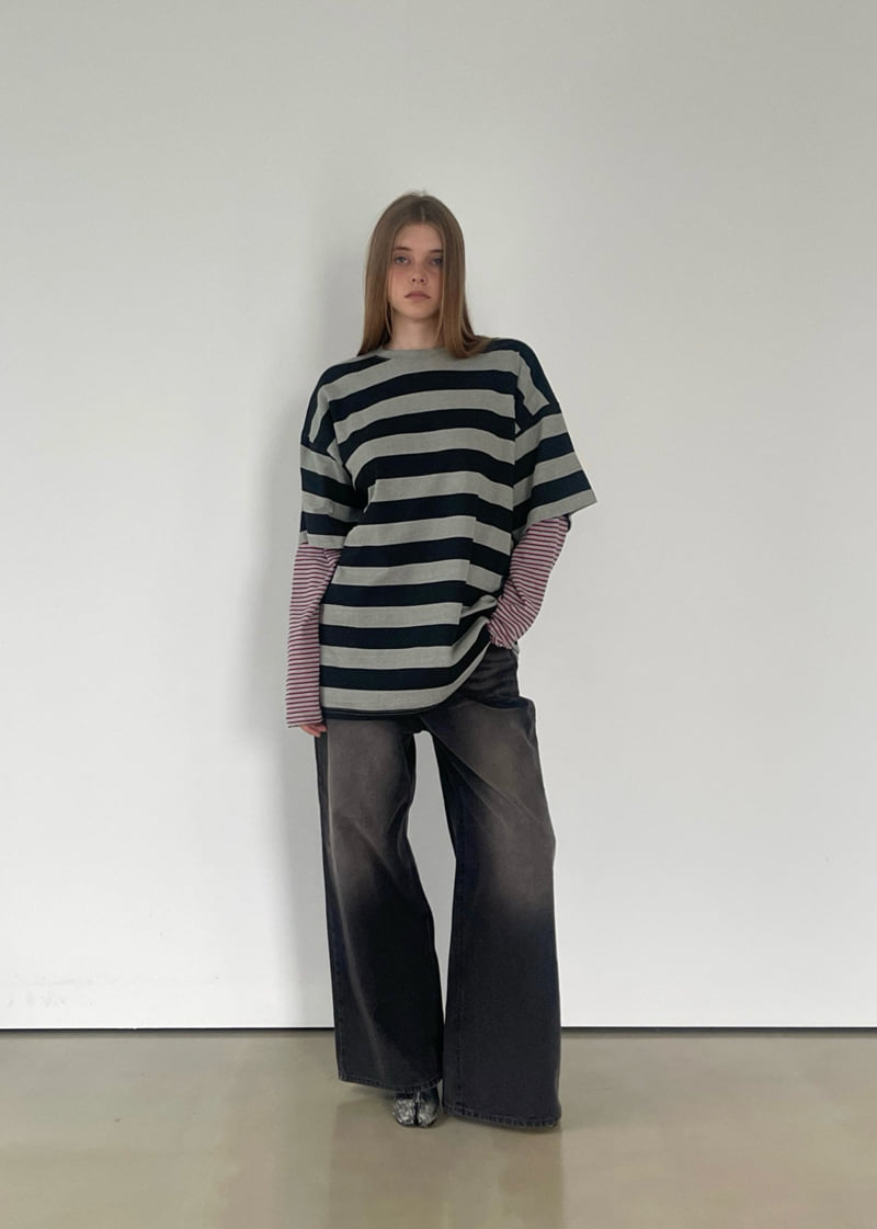 Another Avenue - Korean Women Fashion - #womensfashion - Pigment Big Stripe Boxy Tee - 8