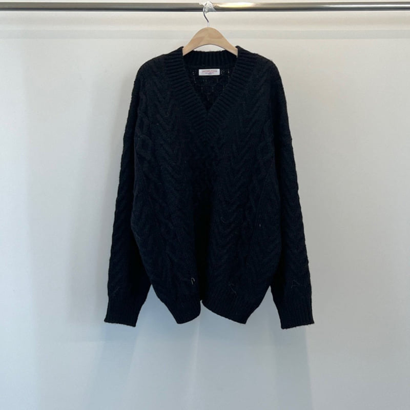 Another Avenue - Korean Women Fashion - #momslook - Wool Cable Knit Boxy V Neck Knit - 4
