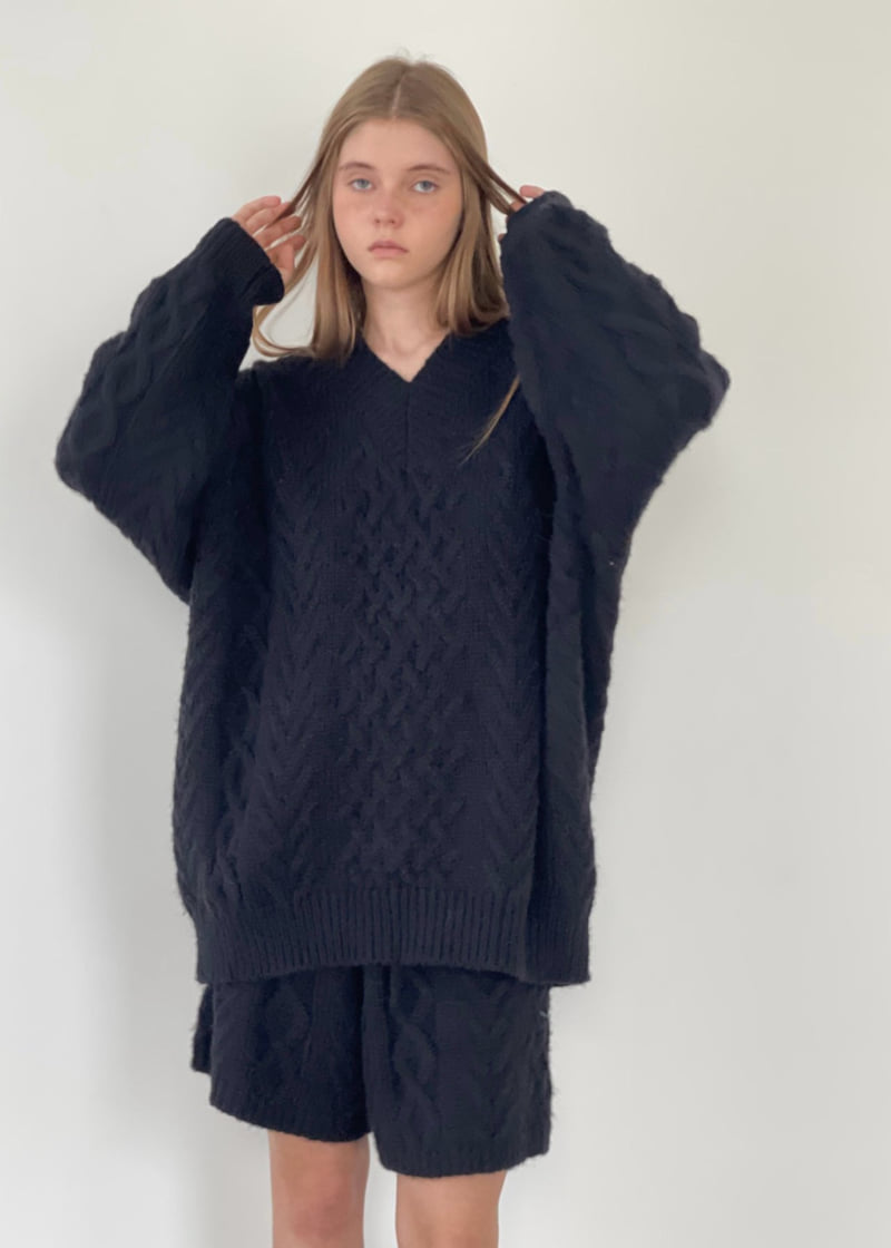 Another Avenue - Korean Women Fashion - #womensfashion - Wool Cable Knit Boxy V Neck Knit - 6