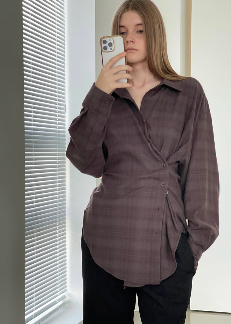 Another Avenue - Korean Women Fashion - #womensfashion - Check Wrap Shirt - 12