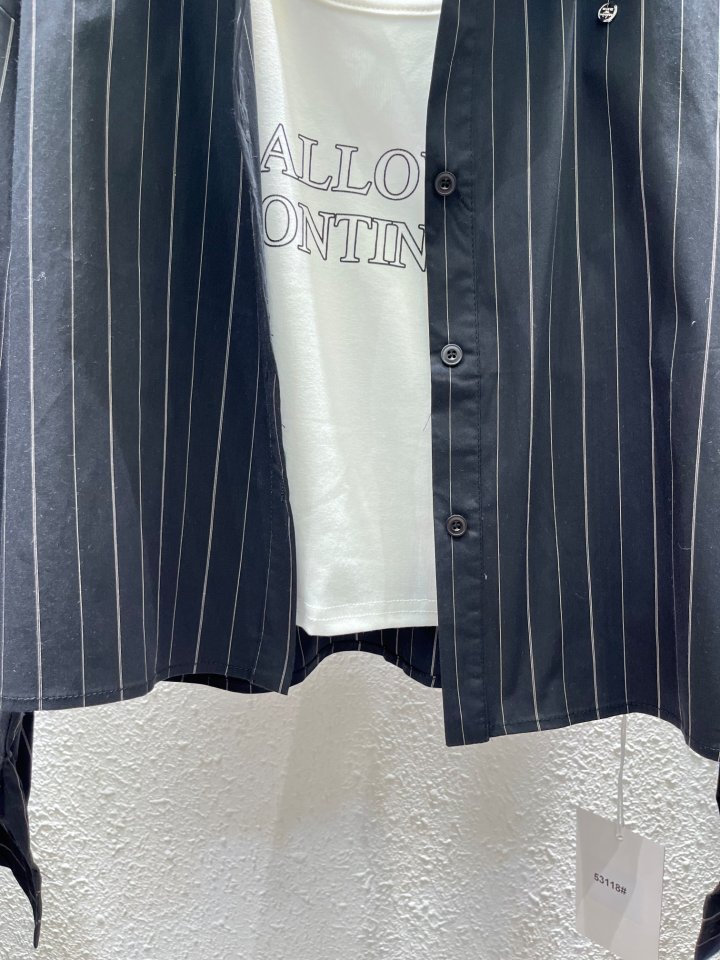 Another Plan - Korean Women Fashion - #momslook - Stripe Shirt Sleeveless Set - 11