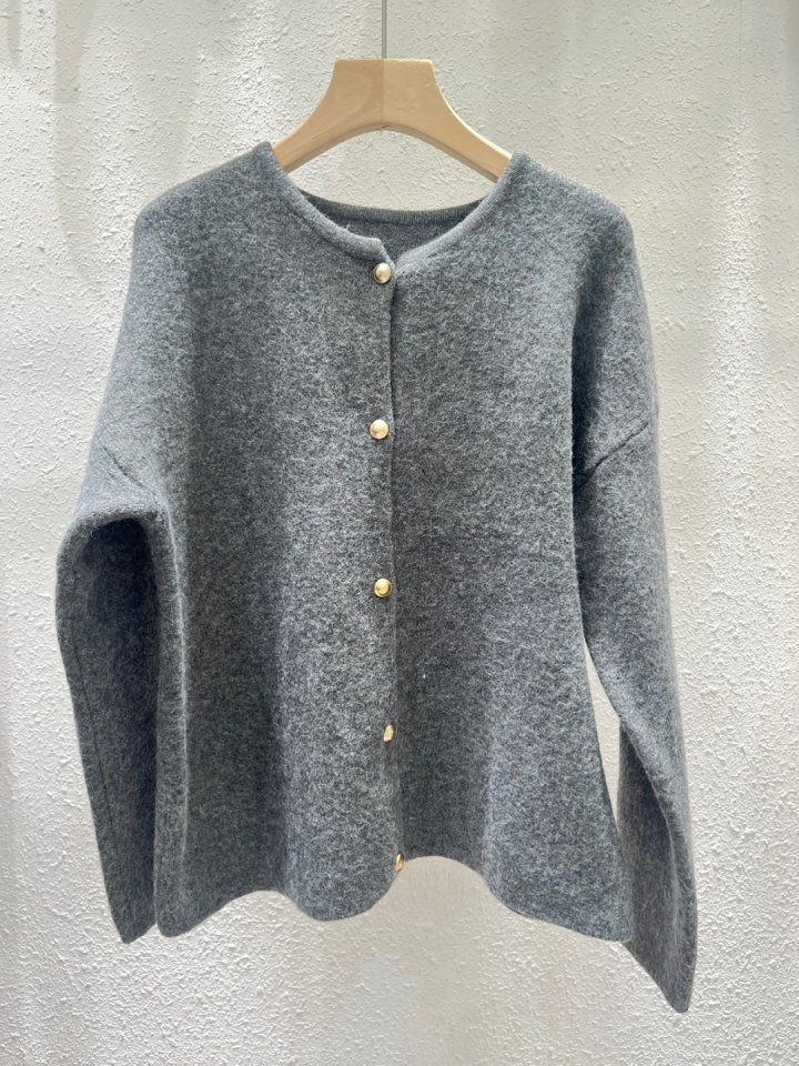 Another Plan - Korean Women Fashion - #momslook - Gold Button Cardigan - 8