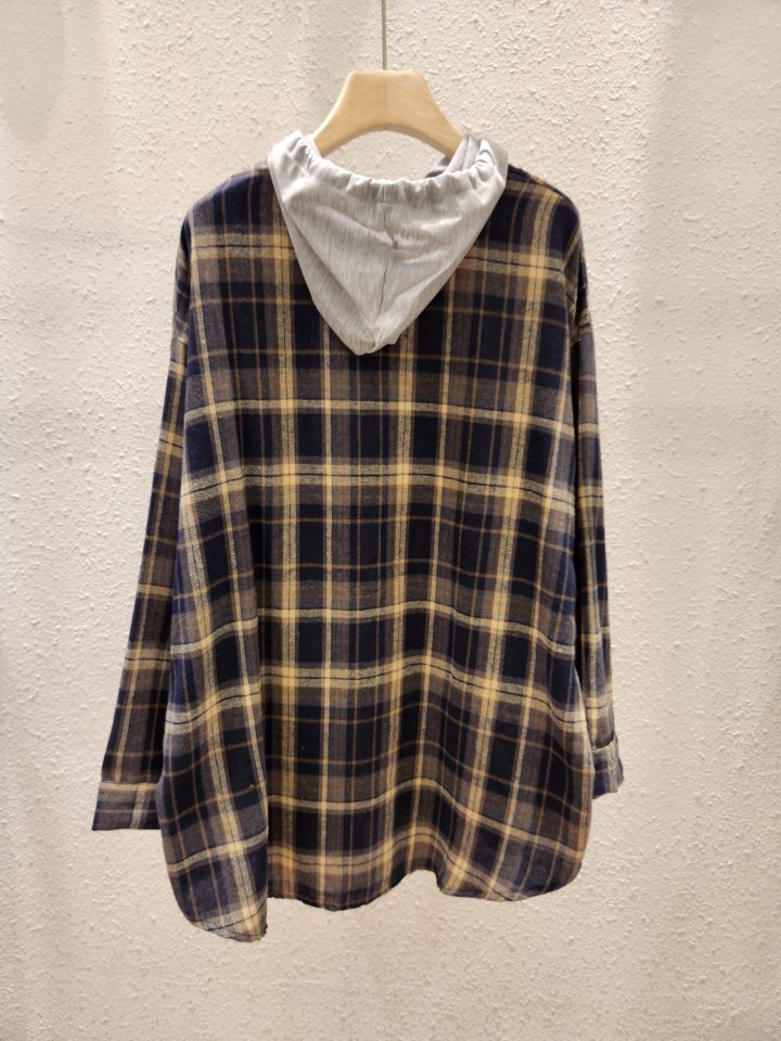 Another Plan - Korean Women Fashion - #momslook - Check Shirt Hoodie - 6
