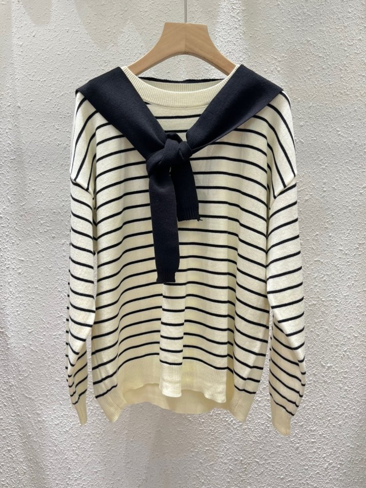 Another Plan - Korean Women Fashion - #pursuepretty - Stripe Shawl Knit