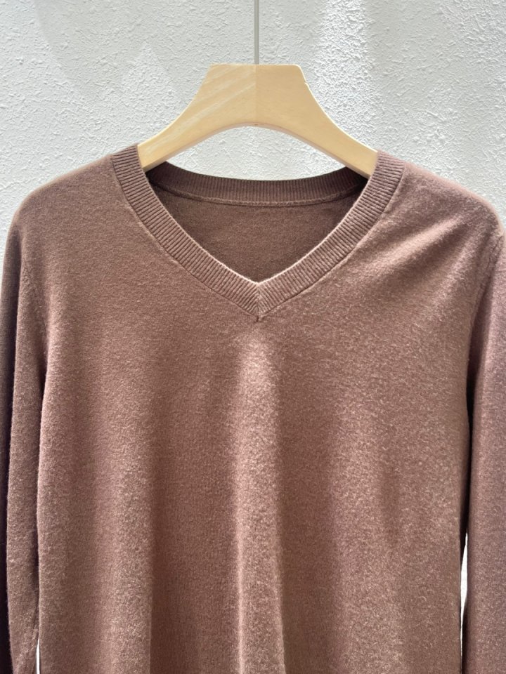 Another Plan - Korean Women Fashion - #restrostyle - Daily V-neck Knit - 6