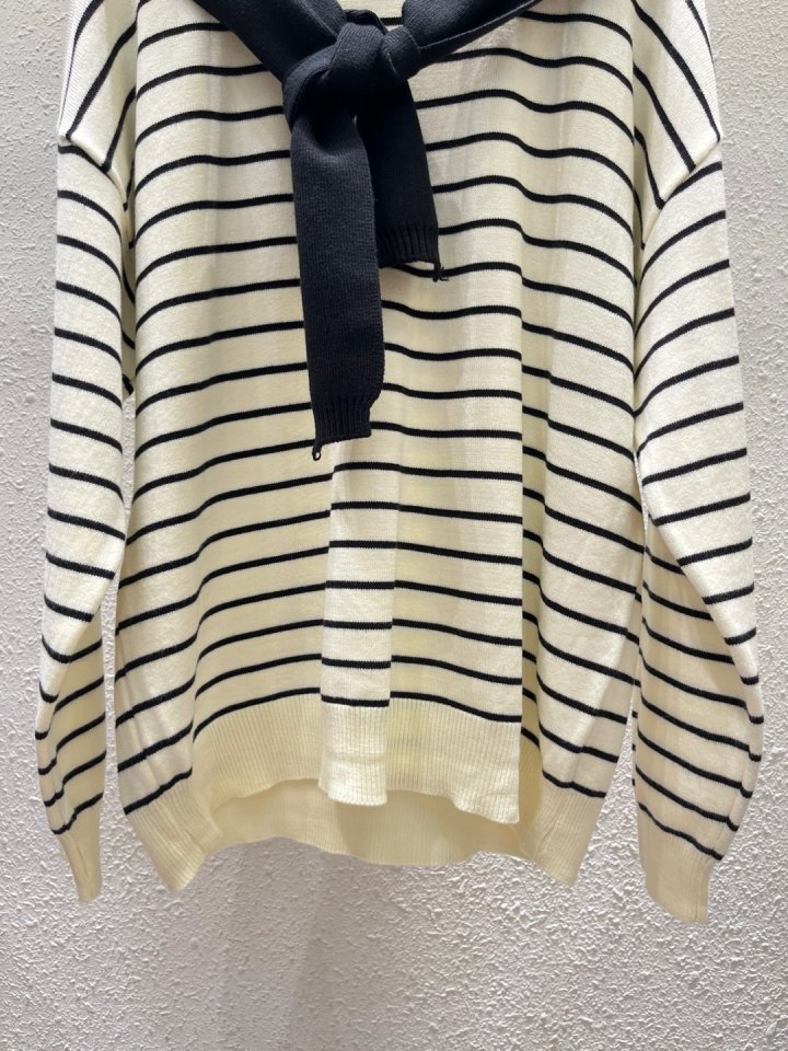 Another Plan - Korean Women Fashion - #romanticstyle - Stripe Shawl Knit - 3