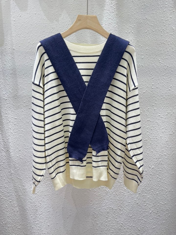 Another Plan - Korean Women Fashion - #thatsdarling - Stripe Shawl Knit - 5