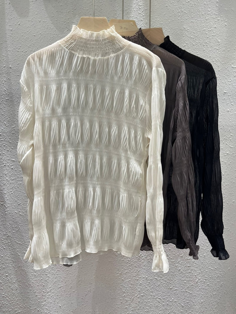 Another Plan - Korean Women Fashion - #vintageinspired - See-through LWave Turtleneck Tee