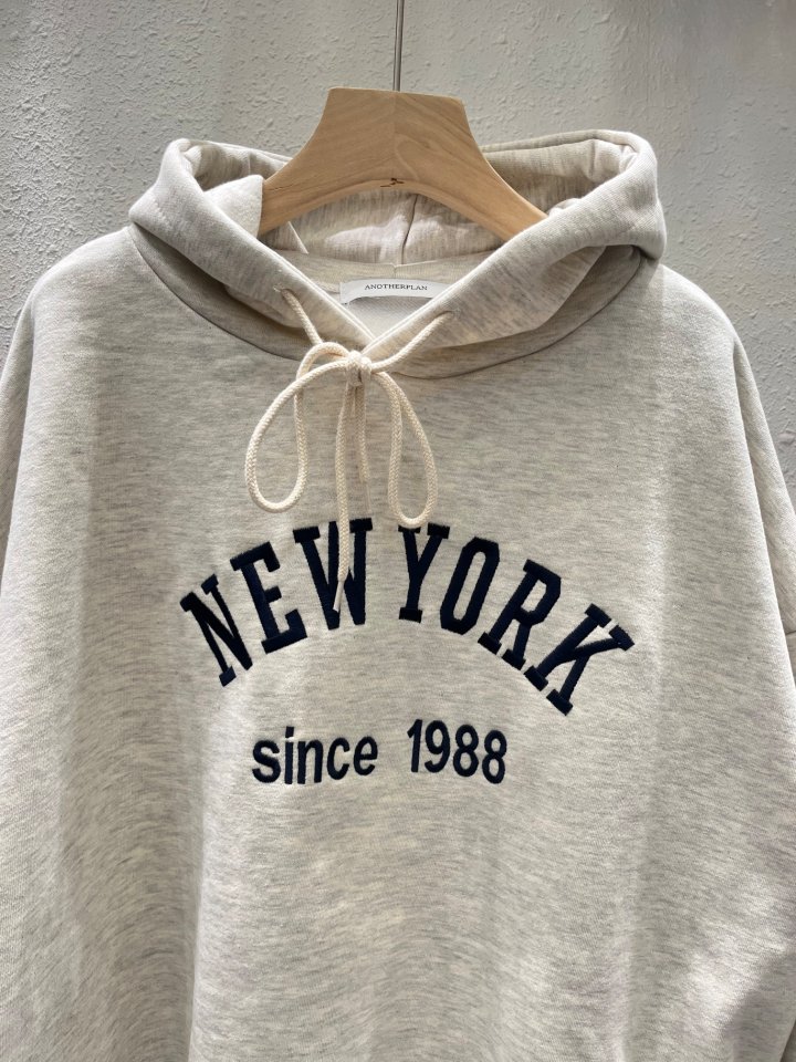 Another Plan - Korean Women Fashion - #vintageinspired - New York Embroidery Hoodie - 2