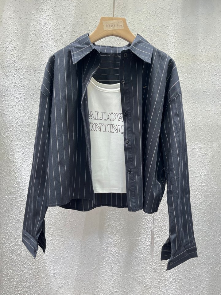 Another Plan - Korean Women Fashion - #womensfashion - Stripe Shirt Sleeveless Set - 8