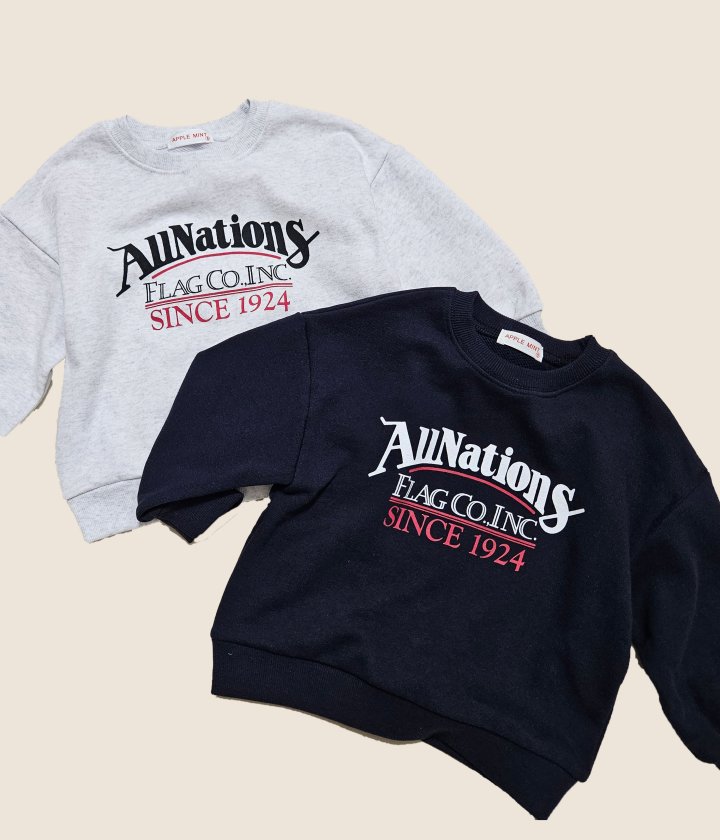 Applemint - Korean Children Fashion - #kidsshorts - All Nation Sweatshirt - 6
