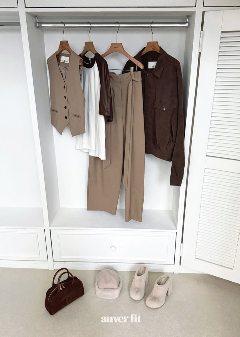 Auver_Fit - Korean Women Fashion - #womensfashion - Scarf Leather Jumper - 4