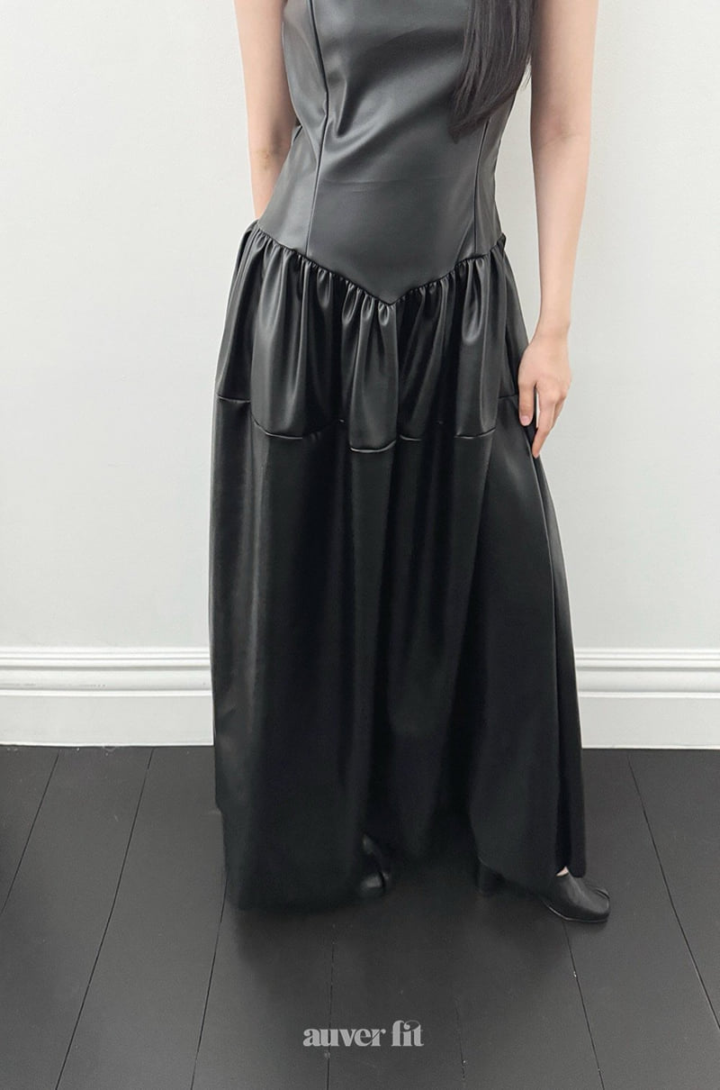 Auver_Fit - Korean Women Fashion - #momslook - Vegan Leather One-piece