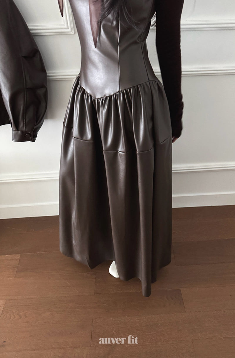 Auver_Fit - Korean Women Fashion - #momslook - Vegan Leather One-piece - 5