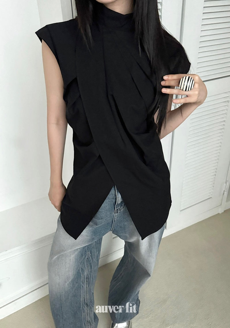 Auver_Fit - Korean Women Fashion - #momslook - Shirring Wrap Sleeveless Top - 8