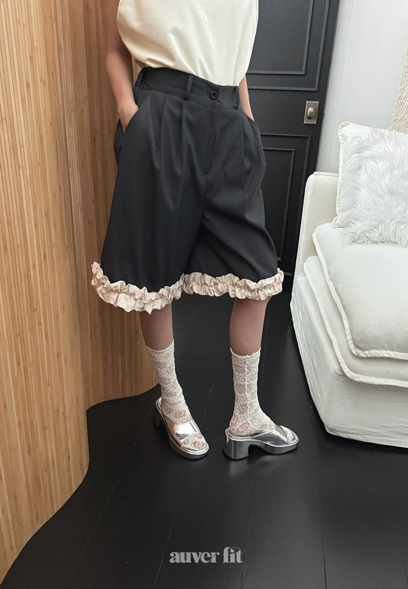 Auver_Fit - Korean Women Fashion - #momslook - Open Frill Half Pants - 4