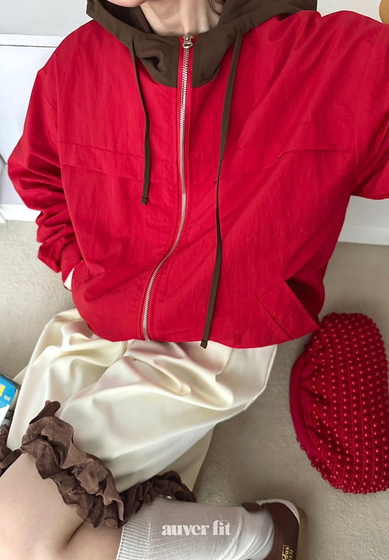 Auver_Fit - Korean Women Fashion - #momslook - Colored Hood Wind Jumper - 12