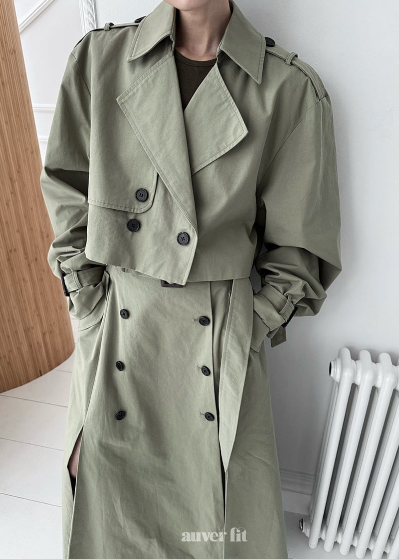Auver_Fit - Korean Women Fashion - #momslook - Trench Crop Coat Skirt Set - 10