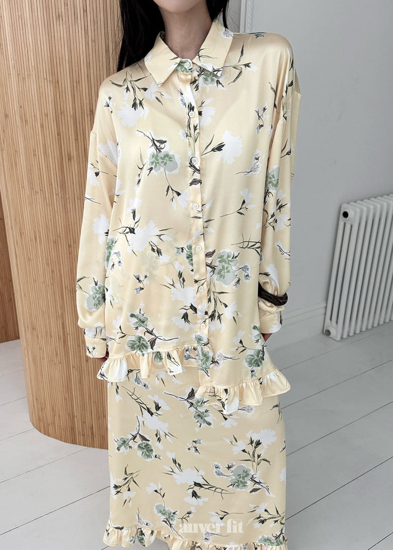 Auver_Fit - Korean Women Fashion - #womensfashion - Satin Flower Shirt - 4