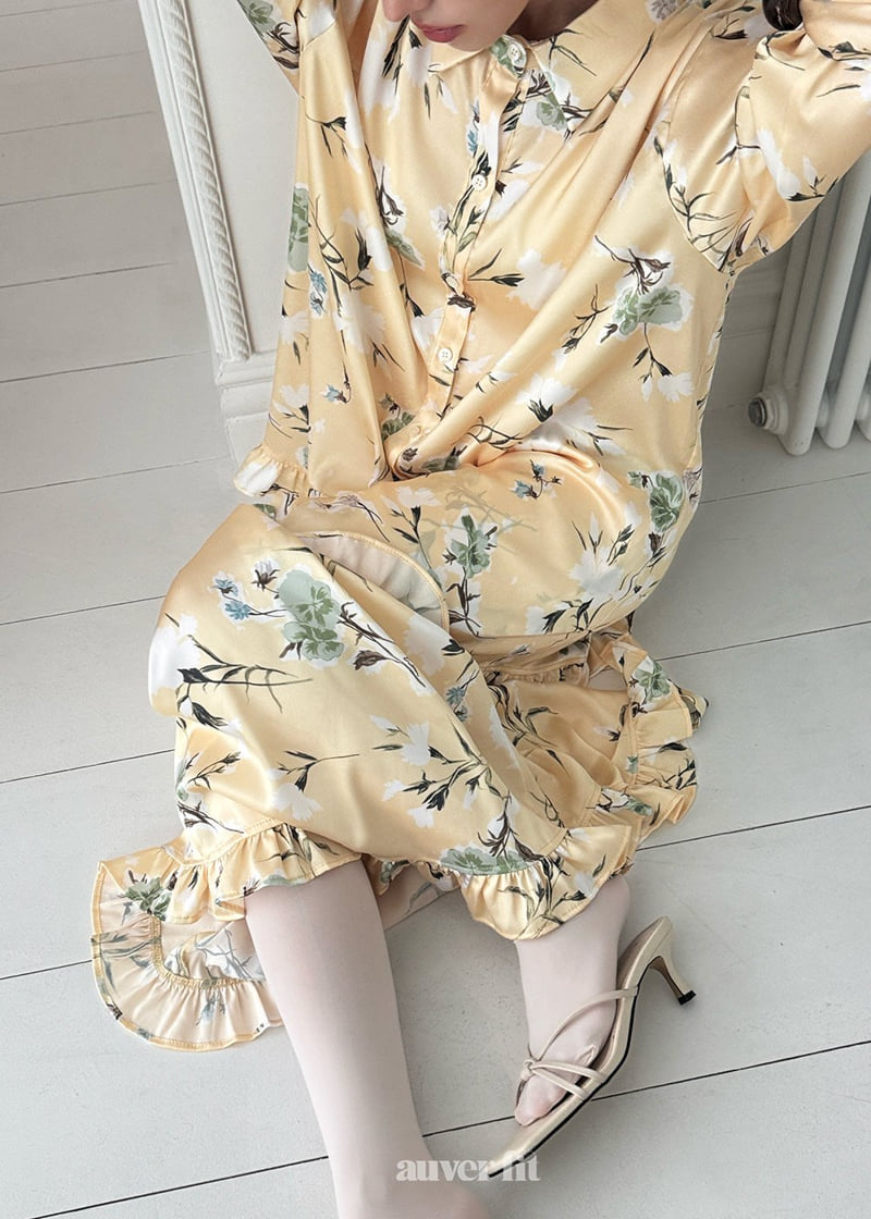 Auver_Fit - Korean Women Fashion - #momslook - Satin Flower Shirt - 6