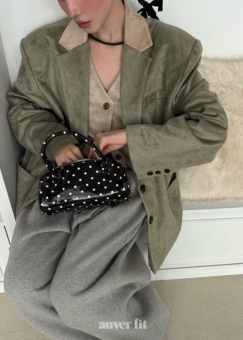 Auver_Fit - Korean Women Fashion - #momslook - Color Collar Suede Jacket - 12